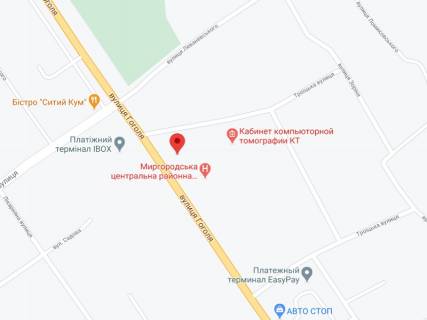 Білборд, Бігборд (Борд)  A у Миргороді Гоголя вул., 170А, аптека "Мед Сервіс", №Х075, прайс за ролик 10 сек 1 вихід/5 хвилин, з 8:00-22:00. Розрахунок для інших параметрів трансляції уточнюйте у менеджера. схема