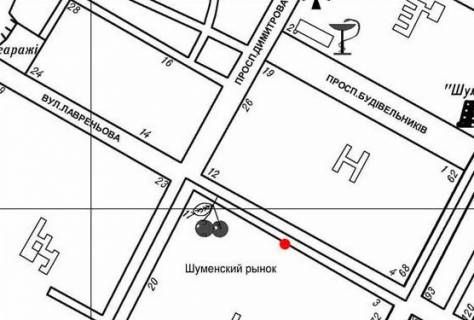 Билборд A в Херсоне Лавреньова вул., ринок "Шуменський" схема