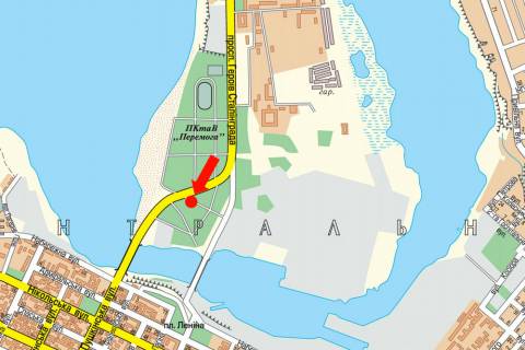 Билборд B в Николаеве, 3x6  Героїв Сталінграду пр., парк Перемоги, біля АЗС "Amic", супермаркетів "Амстор", "Praktiker", в центр схема