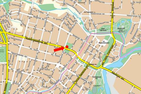 Ситилайт B в Сумах, 1.8x1.2  Іллінська вул. (кол. Червоногвардійська вул.) / Ярослава Мудрого вул. (кол. Пролетарська вул.), 45 (№4) схема