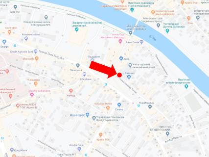 Ситилайт B в Ужгороде, 1.8x1.2  Шандора Петефі пл., 15, центр, в сторону вул. Станційна, зупинка схема