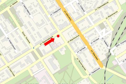 Ситилайт A в Кременчуге, 1.8x1.2  Першотравнева вул. / Пролетарська вул., біля супермаркетів "АТБ", "Технополіс" схема