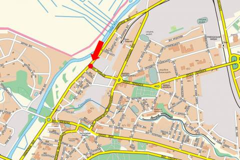Билборд  в Луцке, 3x6  Набережна вул. / Яровиця вул., кільце, в центр схема