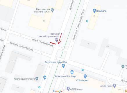 Скроллер A в Днепр (Днепропетровск), 3.14х2.32  просп. Олександра Поля - просп. Пилипа Орлика, на світлофорі рух вгору - 247008 схема