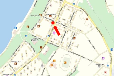 Билборд  в Светловодске, 3x6  Леніна вул., 7 / Гагаріна вул., центр (флажок) схема