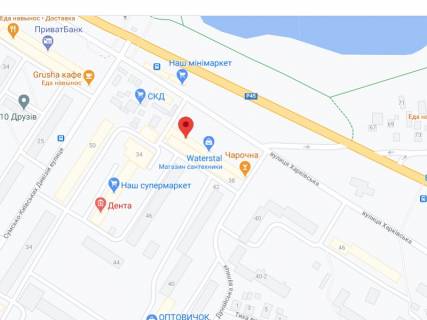 Білборд, Бігборд (Борд)  A у Сумах Харківська вул., 38, аптека "Мед Сервіс", №Х025, прайс за ролик 10 сек 1 вихід/5 хвилин, з 8:00-22:00. Розрахунок для інших параметрів трансляції уточнюйте у менеджера. схема