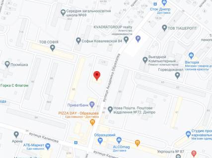 Видеоборд A в Днепр (Днепропетровск) Образцова вул., 1, аптека "Мед Сервіс", №Дп164, прайс за ролик 10 сек 1 вихід/5 хвилин, з 8:00-22:00. Розрахунок для інших параметрів трансляції уточнюйте у менеджера. - 301340 схема