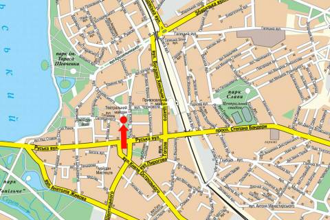 Ситилайт  в Тернополе, 1.8x1.2  Шевченка бул., біля ТЦ "Галицький торговий дім" схема