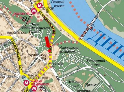 Сітіскролл A у Києві, 1.8x1.2  Володимирський узвіз, 100 м від Європейської пл., В сторону Європейська пл. схема