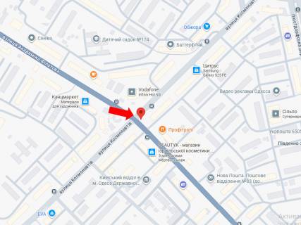 Видеоборд A в Одессе, 3x6  Космонавтів вул. - Філатова вул. - 617314 схема