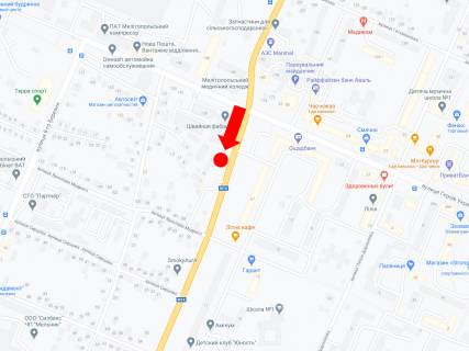 Билборд  в Мелитополе, 3x6  Кірова вул. / Інтернаціоналістів вул. схема