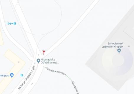 Билборд A в Запорожье, 6х3  Лермонтова вул. - Заводська вул., біля цирку (РОЗМІР РЕКЛАМНОГО МАТЕРІАЛУ 5,8х2,8) схема