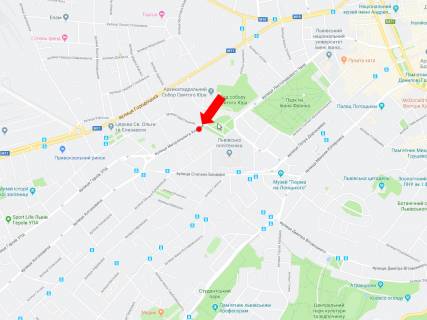 Ситискролл A в Львове, 1.8x1.2  Митрополита Андрея вул. - вул. Шептицьких, роздільник, район Політеху, в сторону вул. Бандери схема