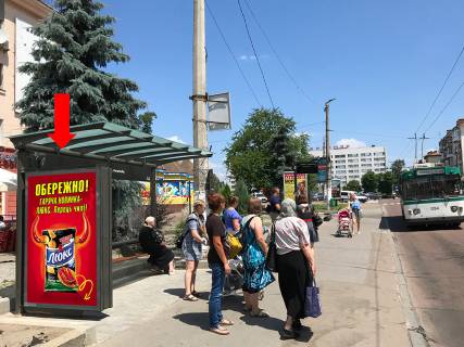 Сiтiлайт B у Житомирі, 1.8x1.2  Перемоги пл., 1/12, біля магазину "ТЕМП", зупинка "пл. Перемоги", центр Фото 1