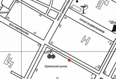 Билборд B в Херсоне Лавреньова вул., ринок "Шуменський" схема