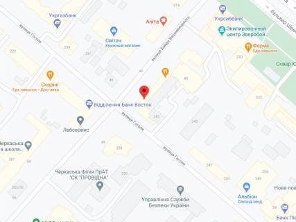 Билборд A в Черкассах Байди Вишневецького вул., 47, аптека "Вітамін", прайс за ролик 10 сек 1 вихід/5 хвилин, з 8:00-22:00. Розрахунок для інших параметрів трансляції уточнюйте у менеджера. схема