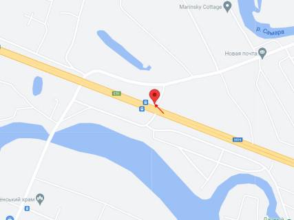 Билборд A в Новоселовке, 6х3  Автошлях Дніпро - Павлоград (М-30), поворот на с. Новоселівка та с. Пісчанка, готель ГУДЗОН, рух у бік м. Дніпро схема