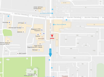 Билборд B в Харькове, 3x6  Тракторобудівників пр., 102, з центру схема
