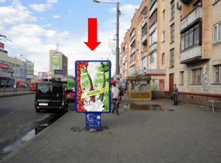 Ситилайт  в Житомире, 1.8x1.2  Київська вул., 98 / Східна вул., навпроти ТЦ "Ярмарок", супермаркету "Ельдорадо", на світлофорі фото 1