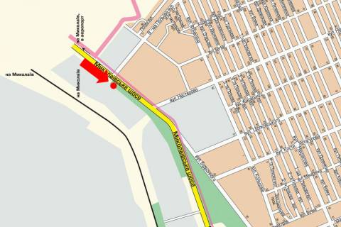 Билборд  в Херсоне, 3x6  Миколаївське шосе / 8-ма Польова вул., в центр (флажок) схема