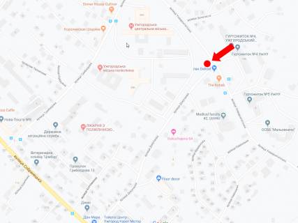 Білборд, Бігборд (Борд)  A у Ужгороді, 3x6  Університетська вул. - вул. Докучаєва, біля Ужгородського національного університету схема