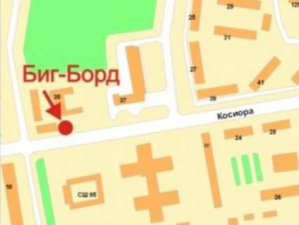 Билборд A в Кривом Роге, 3x6  Соборності (кол. Косіора) вул., 35а - Мистецька (кол. Землячки) вул., у бік Металлургов пр. схема