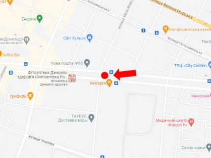 Билборд A в Николаеве, 3x6  Центральний пр. (кол. Леніна пр.) / М. Морська вул., 2, бульвар, до центру схема