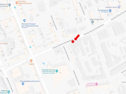 Бэклайт B в Киеве, 2.3x3.14  Коновальця вул. (колиш. Щорса вул.) / Предславинська вул., на світлофорі, в сторону В. Васильківська вул. схема