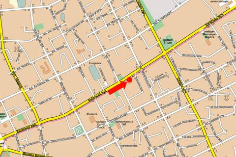 Ситилайт A в Житомире, 1.8x1.2  Київська вул., 84, біля Кооперативного технікуму, Приватбанку схема