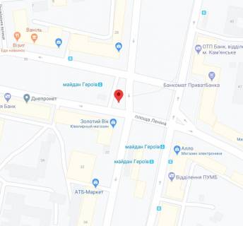 Билборд A в Каменское (Днепродзержинск), 6х3  майдан Героїв, зупинка трамваю №1, ліворуч  схема