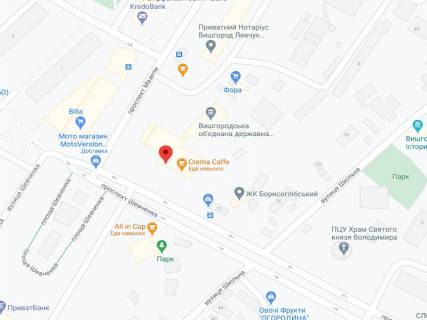 Видеоборд A в Вышгороде Шевченка пр., 1, аптека "Вітамін", прайс за ролик 10 сек 1 вихід/5 хвилин, на двосторонньому екрані, від 144 виходів на день. Розрахунок для інших параметрів трансляції уточнюйте у менеджера. - 301303 схема