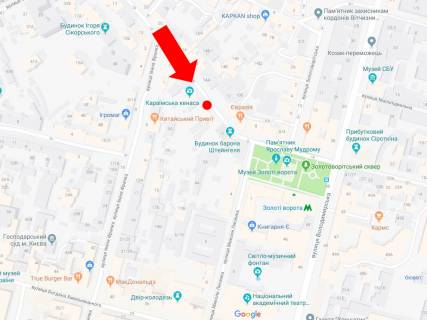 Ситилайт  в Киеве, 1.8x1.2  Ярославів Вал вул., 5, в сторону ст. м. «Золоті ворота» схема
