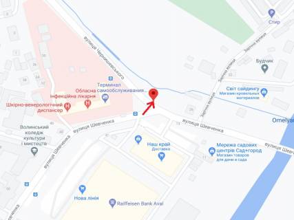 Билборд B в Луцке Шевченко вул., 26 - Чернишевського вул. схема