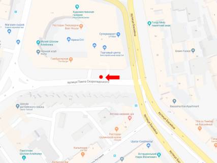 Ситилайт  в Киеве, 1.8x1.2  Басейна, 6, ТЦ "Арена Сіті" і "Мандарин плаза", в сторону вул. Басейна схема