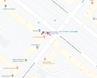 Ситилайт B в Днепр (Днепропетровск), 1.2х1.8  просп. Дмитра Яворницького, 57 – вул. Михайла Грушевського схема