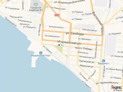 Ситилайт B в Бердянске Труда пр. - Университетская ул., 41, напротив, возле остановки "Парк Шмидта" схема