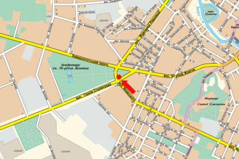 Билборд A в Кропивницкий (Кировоград), 3x6  Яновського вул. / Тамма вул. (кол. Героїв Сталінграду вул.), "Колгосний" і "Критий" ринки (флажок) схема