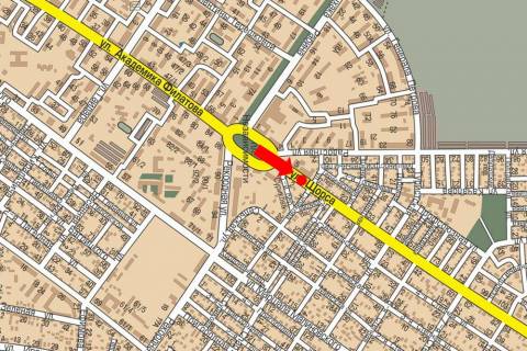 Білборд, Бігборд (Борд)  A у Одесі, 3x6  Ріхтера вул. (кол. Щорса вул.) / Радісна вул., 2/4, з боку Деревянка пл., роздільник, ліва схема