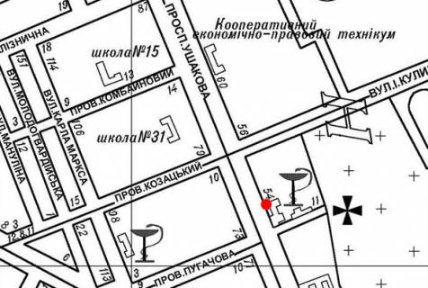 Билборд A в Херсоне Ушакова пр., 54 схема