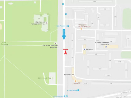 Билборд A в Харькове, 3x6  Тракторобудівників пр., 92, з центру схема