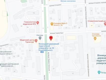 Видеоборд A у Вінниці Замостянська вул. (стара назва 50-річчя Перемоги вул.), 19, аптека "Конекс", прайс за ролик 10 сек 1 вихід/5 хвилин, на двосторонньому екрані, від 144 виходів на день. Розрахунок для інших параметрів трансляції уточнюйте у менеджера. - 301261 схема