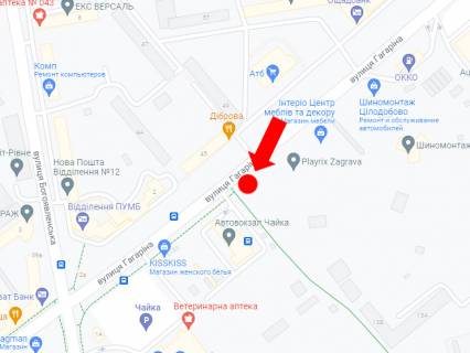 Билборд  в Ровно, 3x6  Гагаріна вул., 45, навпроти, біля кінотеатру "Ера", АЗС "ОККО", супермаркету "Novus" схема