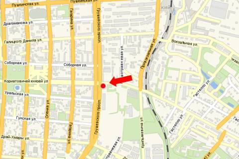 Ситилайт B в Каменец-Подольском, 1.8x1.2  Князів Коріатовичів вул. / Грушевського пр., біля "Торгового центру" схема