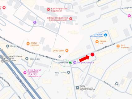 Сітіскролл A у Києві, 1.8x1.2  Мечникова вул., 16, навпроти "Good wine", ресторану "Napule", в сторону Кловського узвозу схема