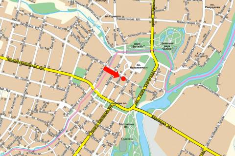 Ситилайт A в Сумах, 1.8x1.2  9-го Травня пр. / Воскресенська вул. (кол. Фрунзе вул.), навпроти Укрсиббанку схема