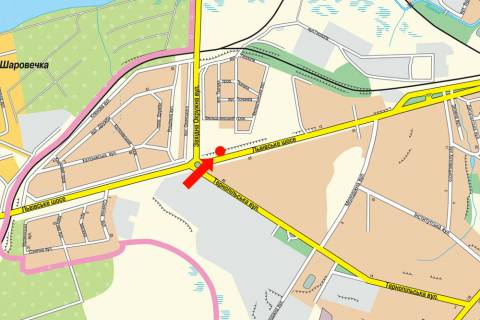 Билборд B в Хмельницком, 3x6  Львівське шосе, 55, в бік ринку и центру схема