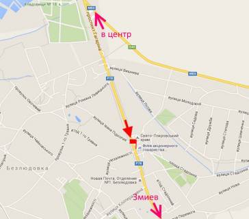 Билборд B в Безлюдовке, 3x6  Гагаріна пр., с. Безлюдівка, ринок "Безлюдівський", виїзд з міста схема