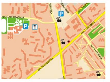 Билборд B в Ровно Безручка пр., 1Б схема