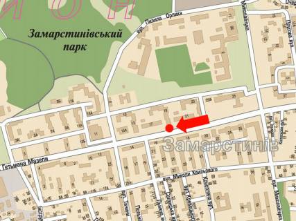 Бэклайт A в Львове, 2.3x3.14  Мазепи вул., 19, супермаркет "Вопак", в бік Тичини вул. схема