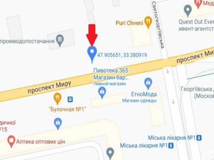 Ситилайт B в Кривом Роге, 1.8x1.2  Миру пр., 15а, зупинка "1-а міська лікарня" схема